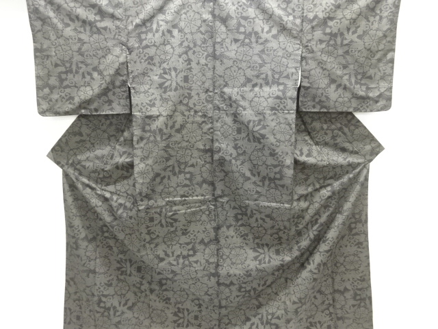 JAPANESE KIMONO / DORO OSHIMA TSUMUGI (5 maruki) / WOVEN FLOWER & PLANT 